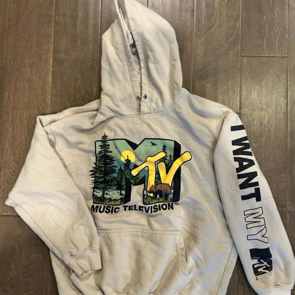 MTV Music Television Classic Logo Tan‎ Pullover Hoodie